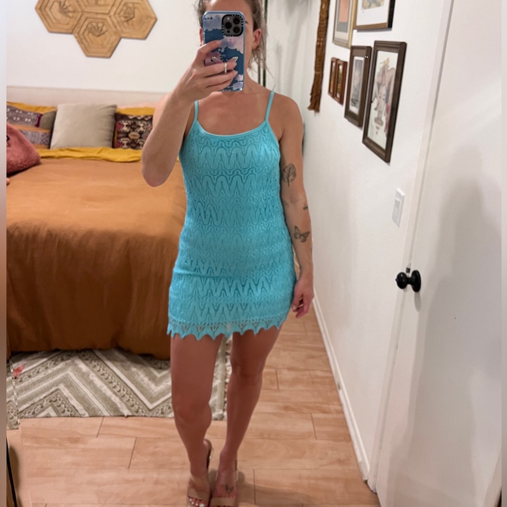 Mermaid Moment Turquoise Mini Dress